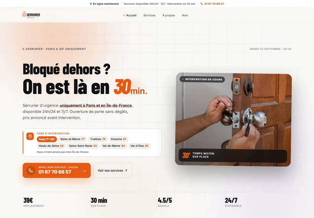 Serrurier Minute — homepage